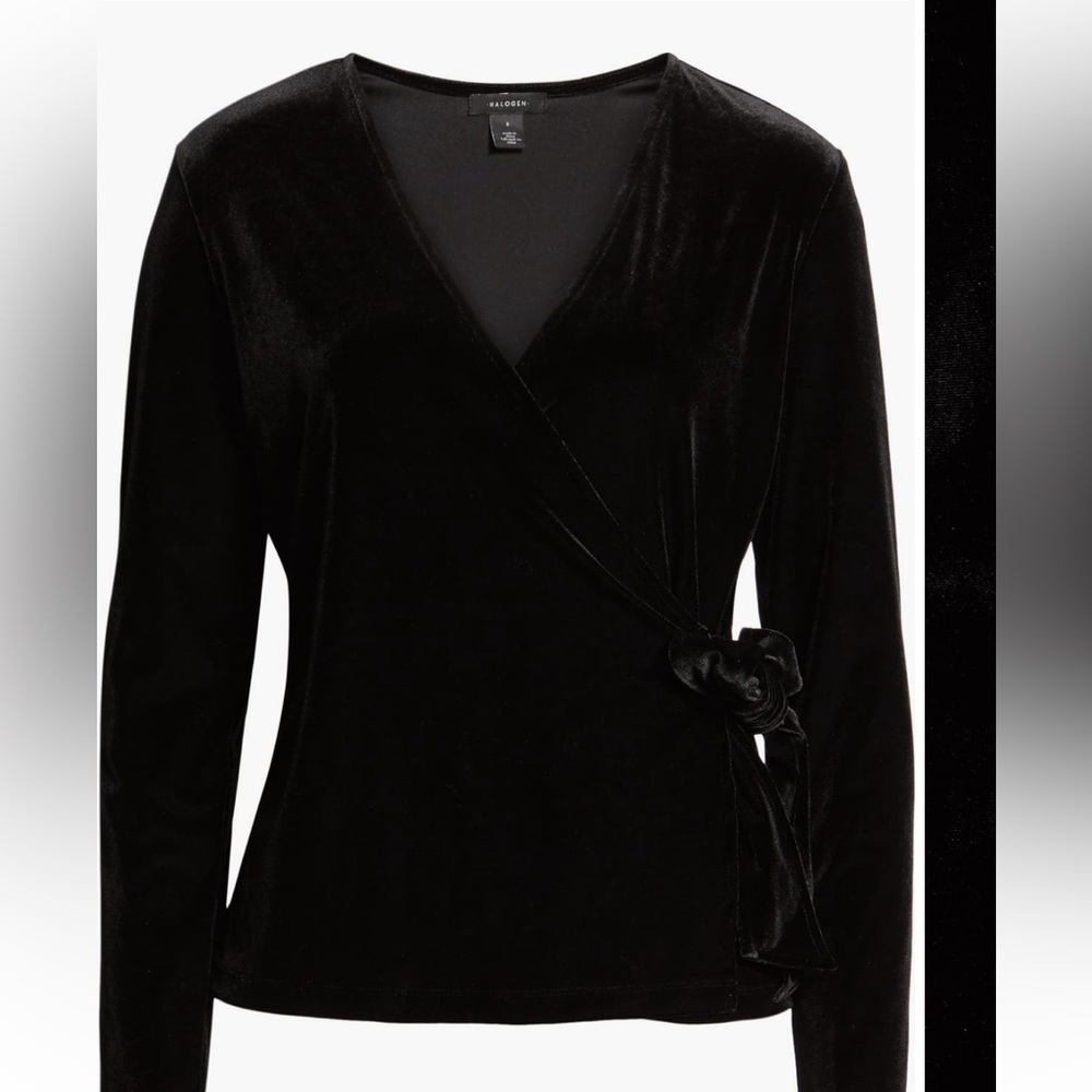 Halogen® Velvet Ballet Wrap Top (Regular & Petite)